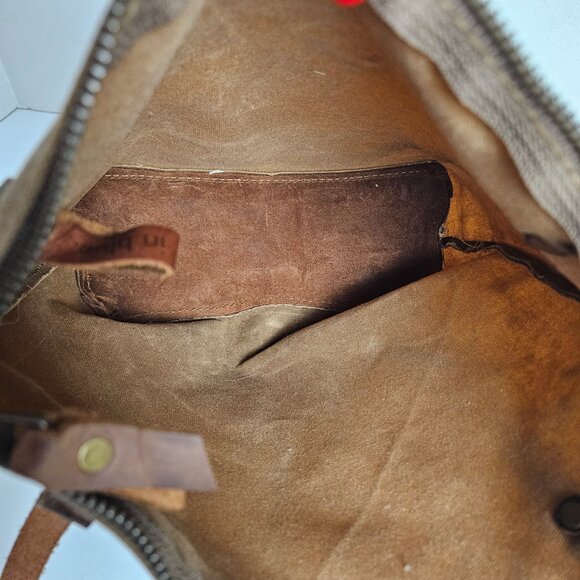 Canvas Shoulder Bag In Blue Waxed Canvas Farmers Market Tote Shoulder Bag - Picture 4 of 16